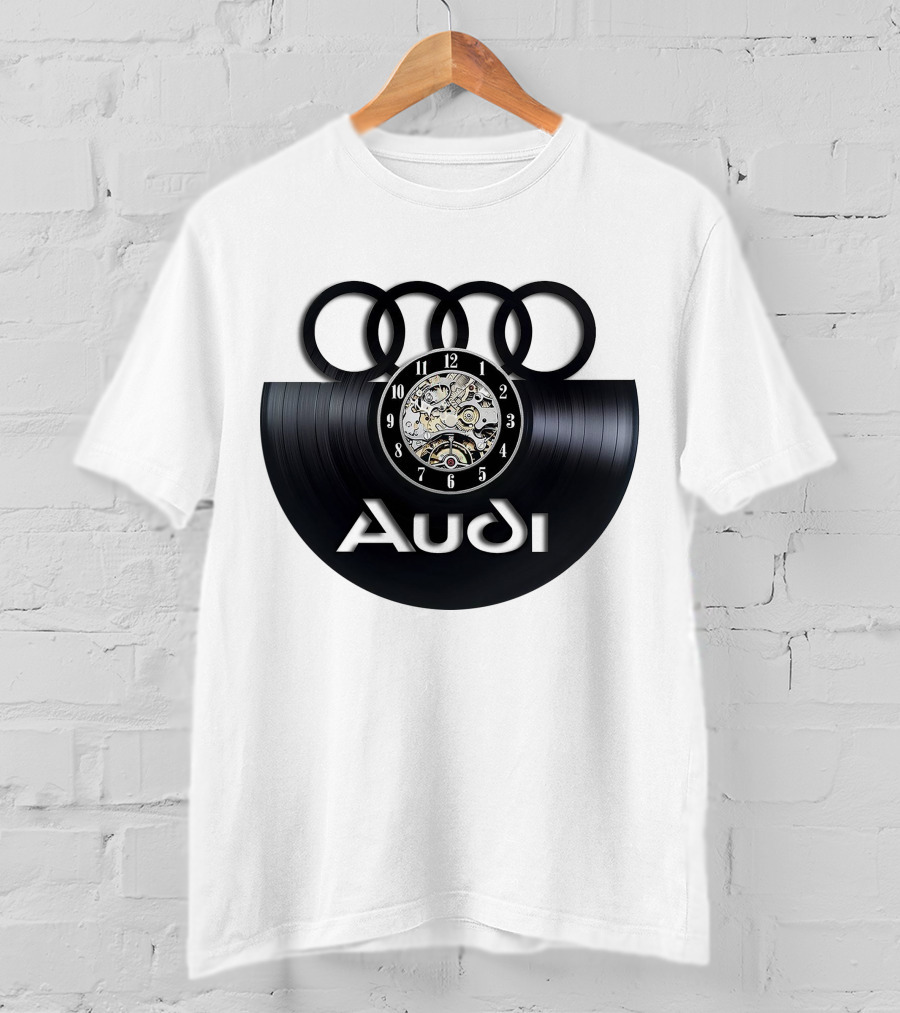 Audi Baronti Vinyl Clock With Four Rings And Gear Mechanism T-Shirt