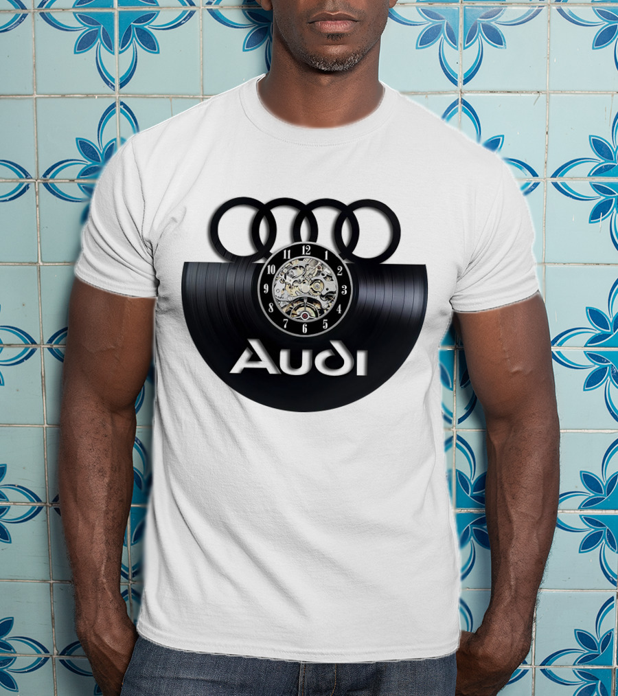 Audi Baronti Vinyl Clock With Four Rings And Gear Mechanism T-Shirt