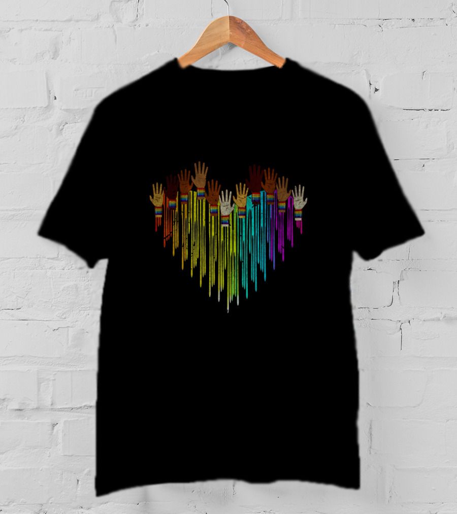 Come Together Hands Diversity Heart Rainbow Colors T-Shirt