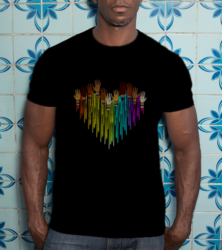 Come Together Hands Diversity Heart Rainbow Colors T-Shirt