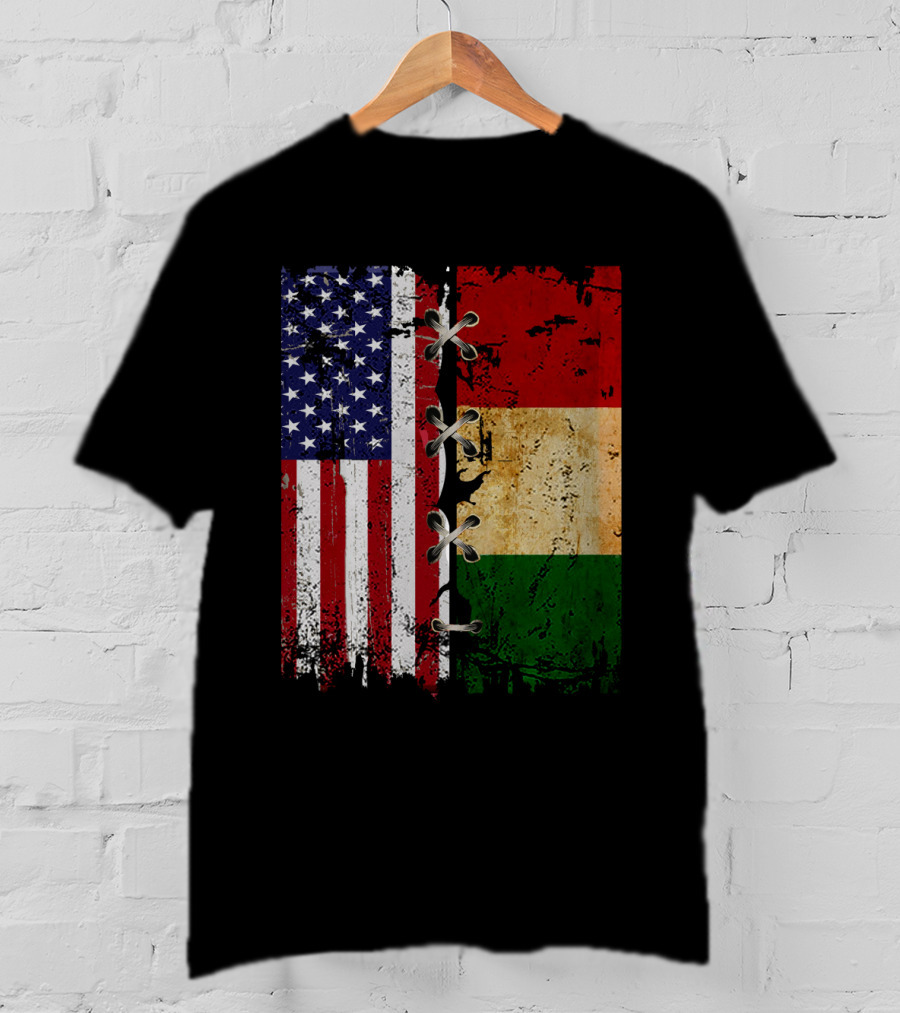 American Italian Flags United In T-Shirt