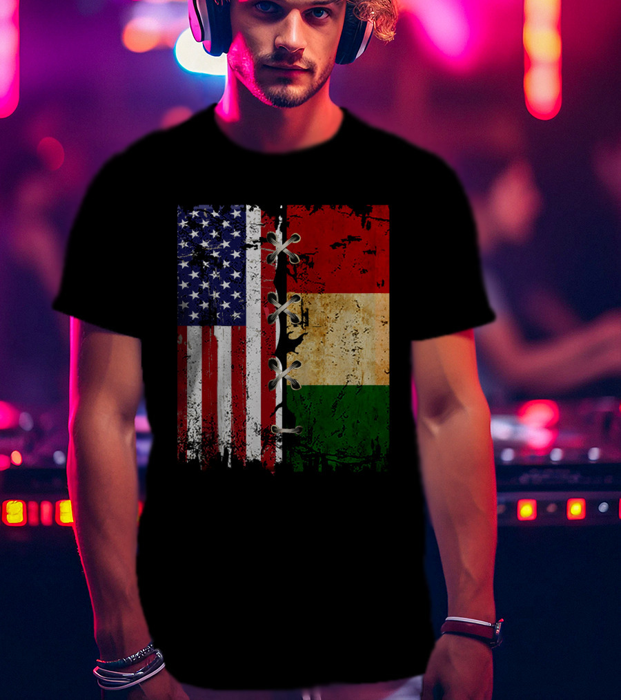 American Italian Flags United In T-Shirt