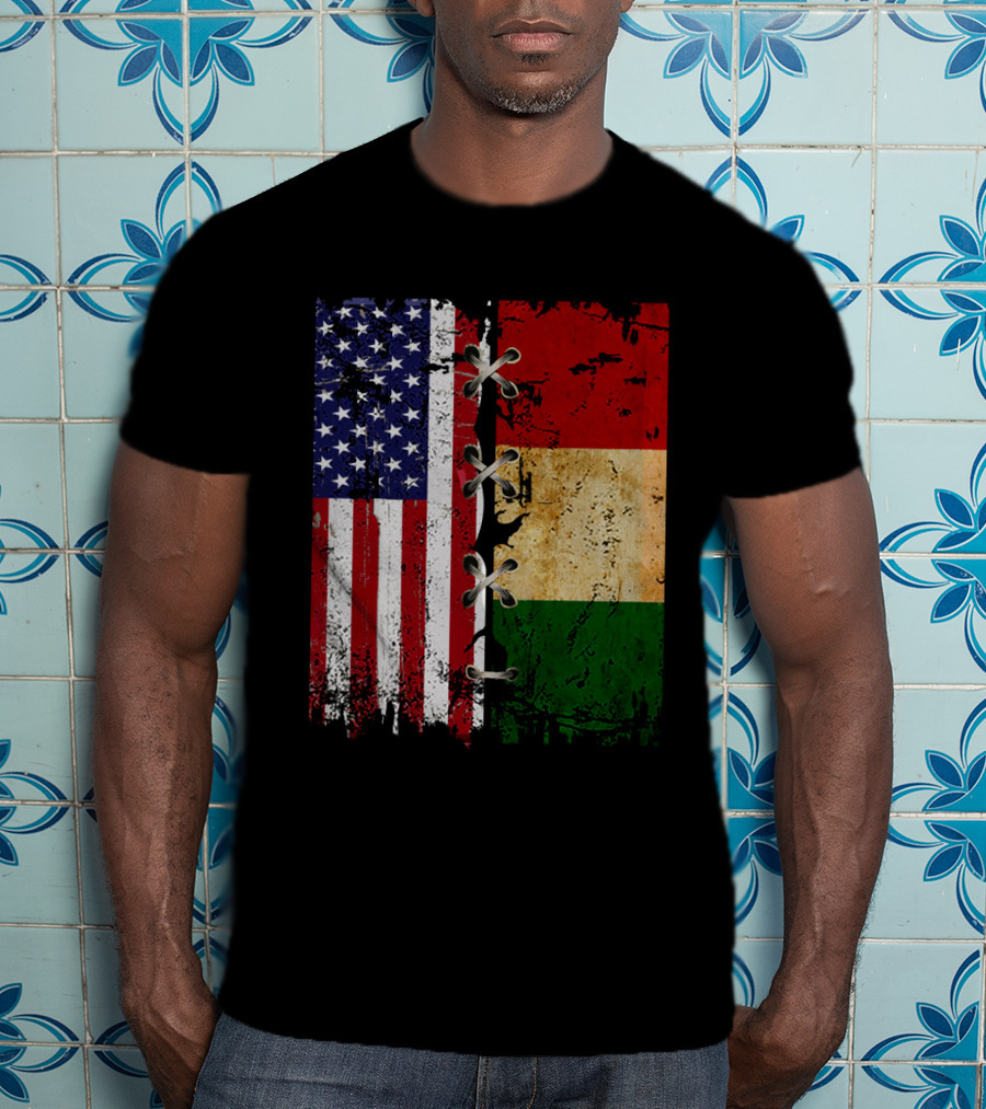 American Italian Flags United In T-Shirt