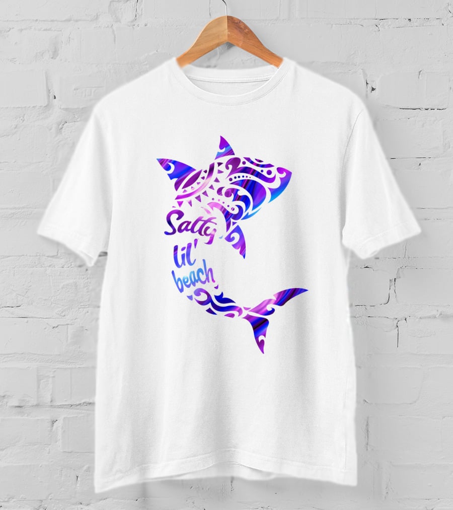 Salty Lil' Beach Shark Polynesian Tribal T-Shirt