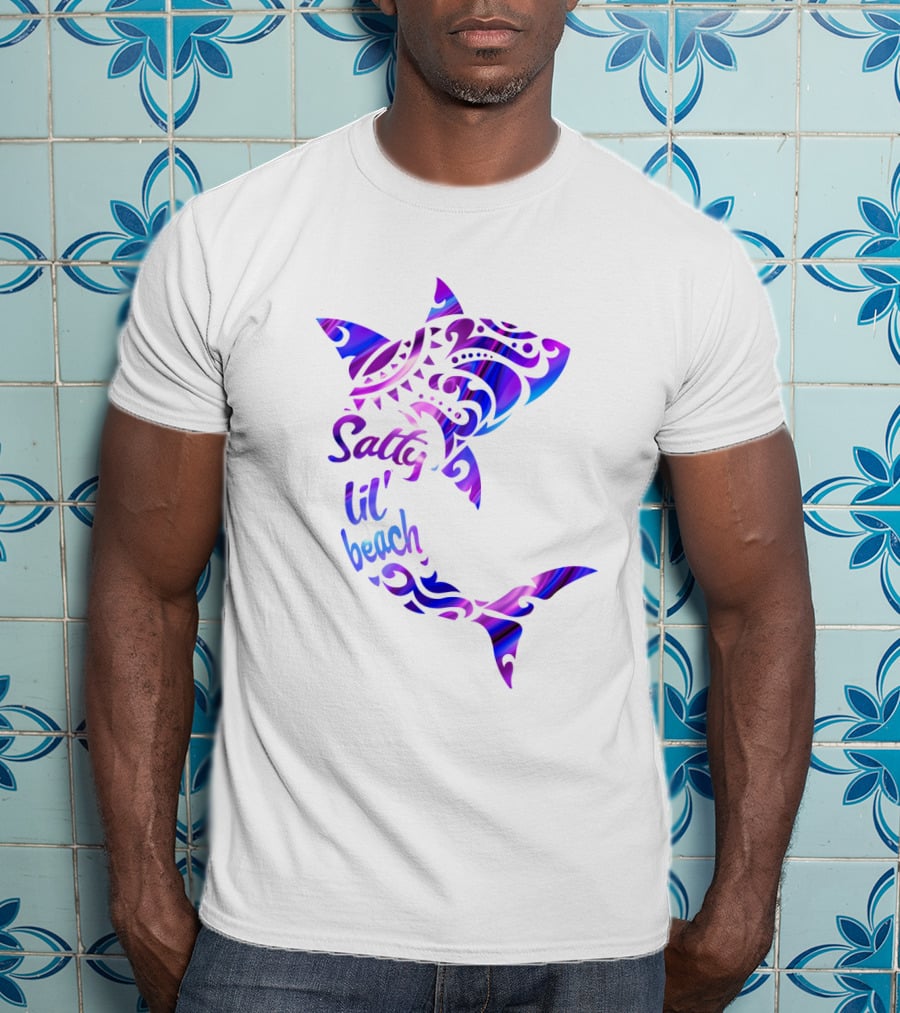 Salty Lil' Beach Shark Polynesian Tribal T-Shirt