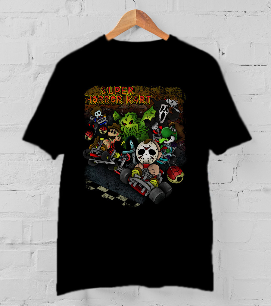 Super Horror Kart Characters In Nightmare Race Scene T-Shirt