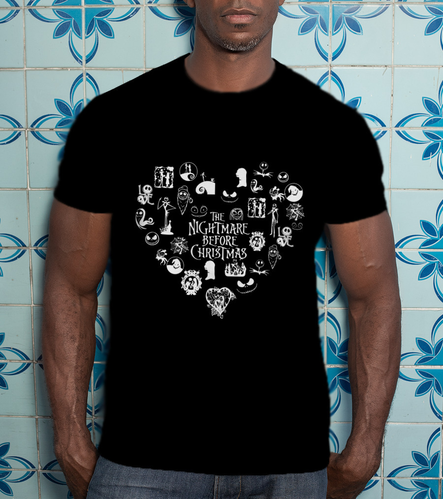 The Nightmare Before Christmas Heart-Shaped Icon Collage T-Shirt