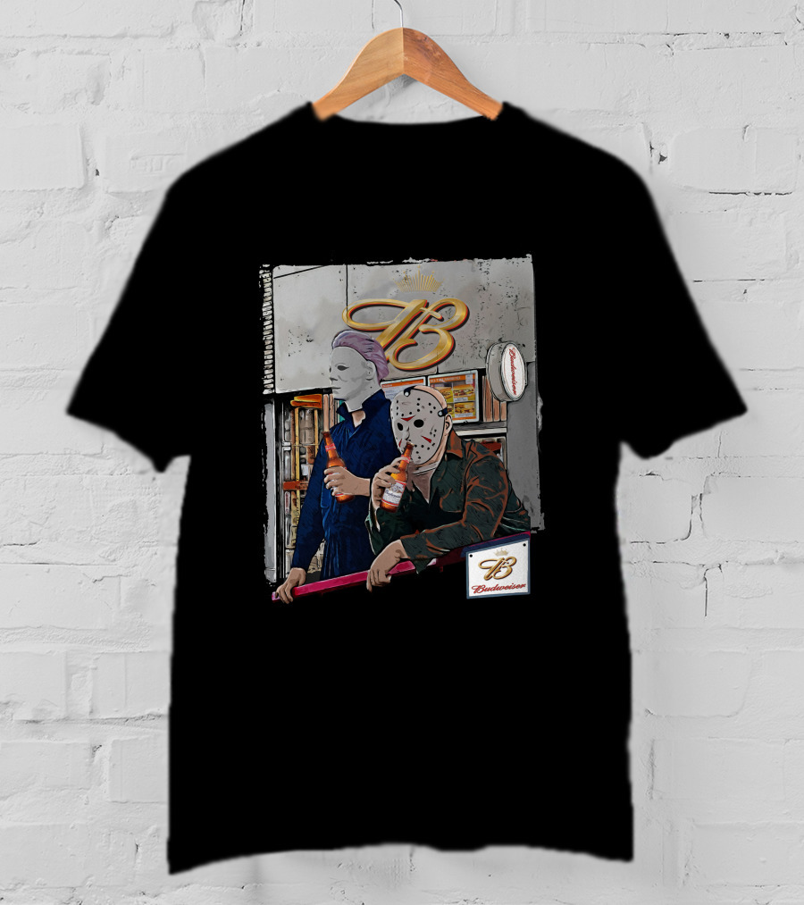 Budweiser Chillin With Horror Icons T-Shirt