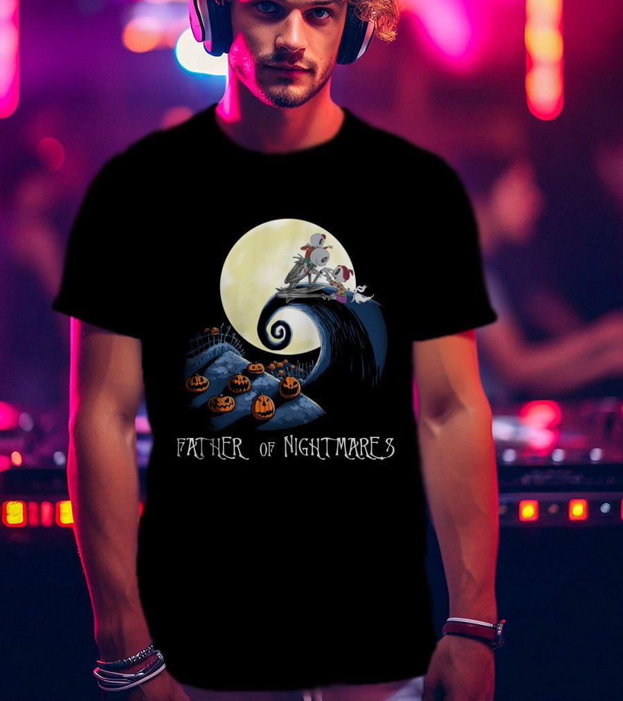 Father Of Nightmares Halloween Pumpkin Crescent Moon Scene T-Shirt