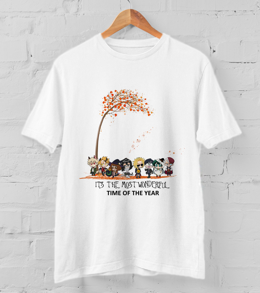 It's The Most Wonderful Time Of The Year Anime Character Gathering Under Autumn Tree T-Shirt