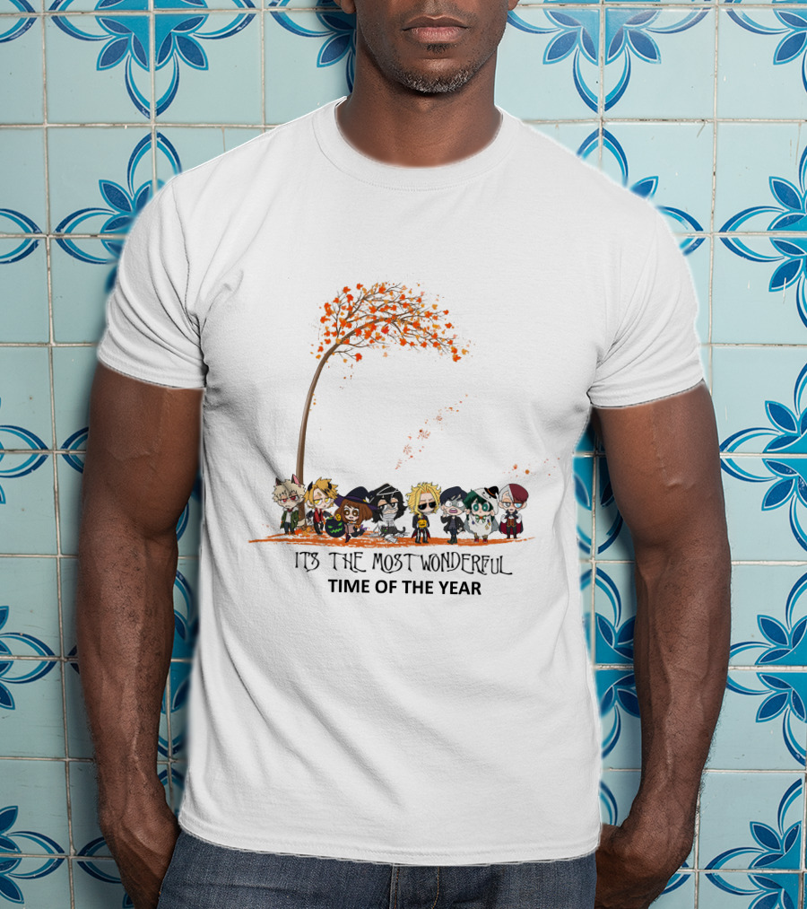 It's The Most Wonderful Time Of The Year Anime Character Gathering Under Autumn Tree T-Shirt