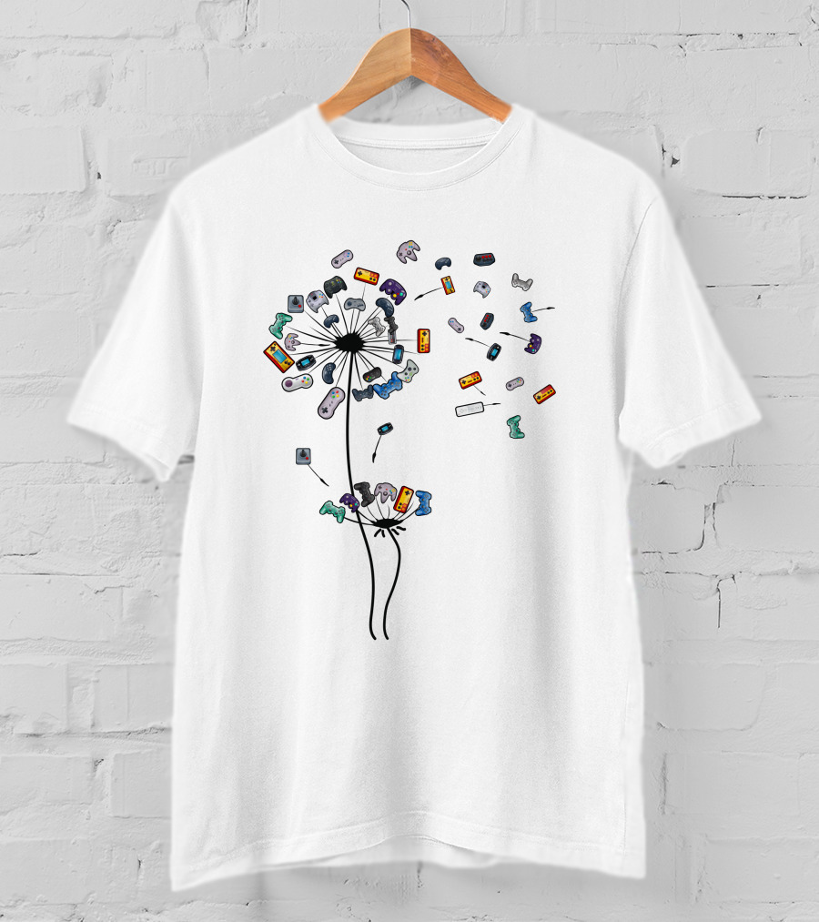 Dandelion Blossoms With Retro Gamepads T-Shirt