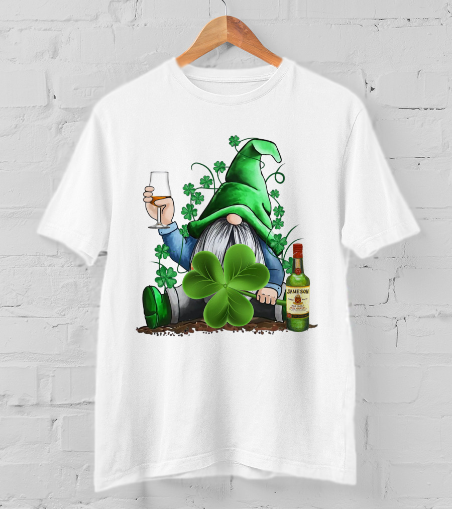 J A M E S O N Irish Gnome With Shamrocks And Whiskey T-Shirt