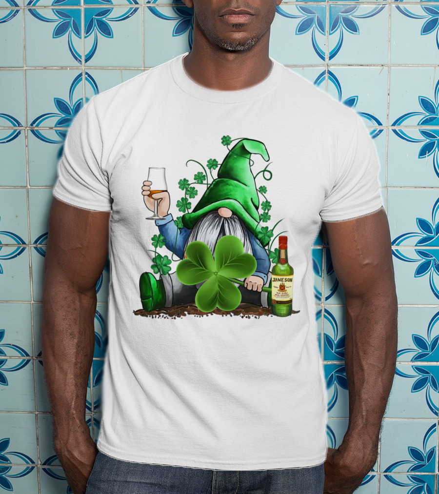 J A M E S O N Irish Gnome With Shamrocks And Whiskey T-Shirt