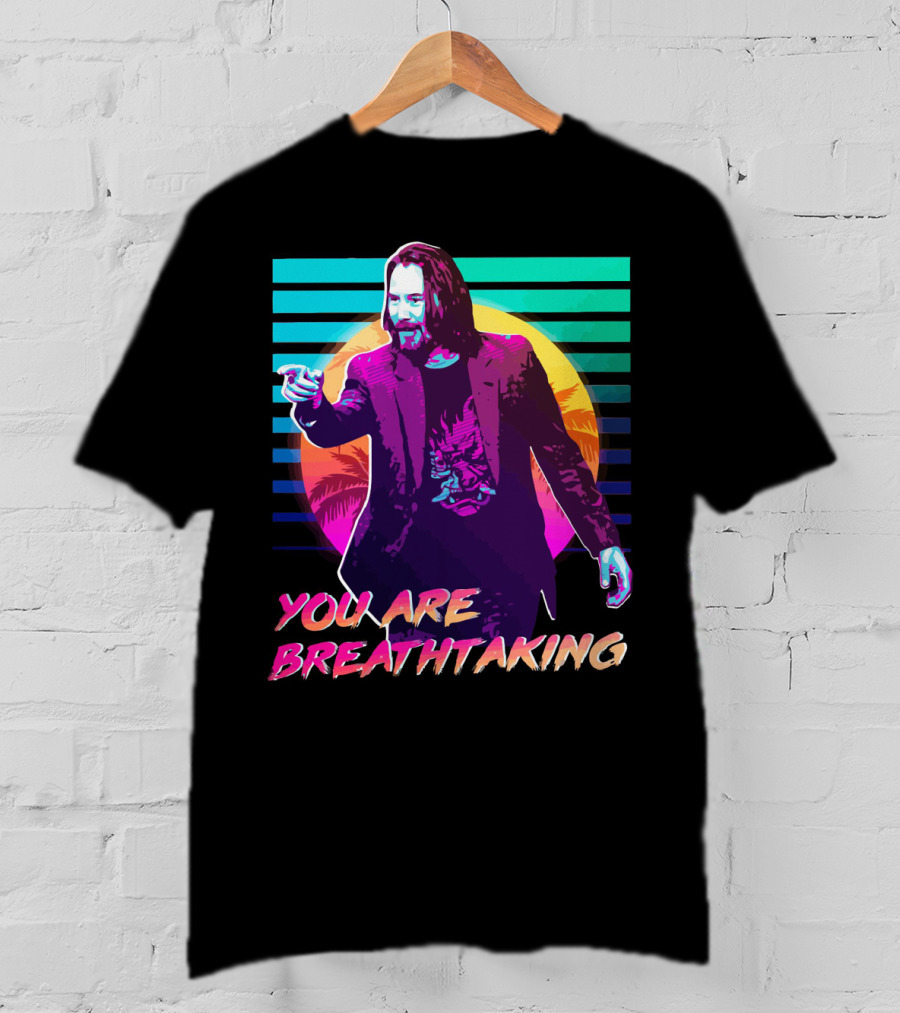 You Are Breathtaking Retro Neon Sunset Palm Trees T-Shirt