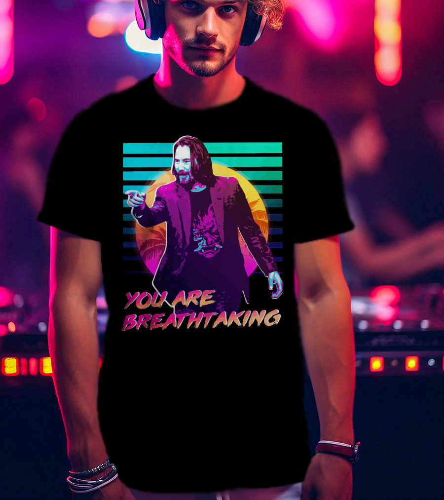 You Are Breathtaking Retro Neon Sunset Palm Trees T-Shirt