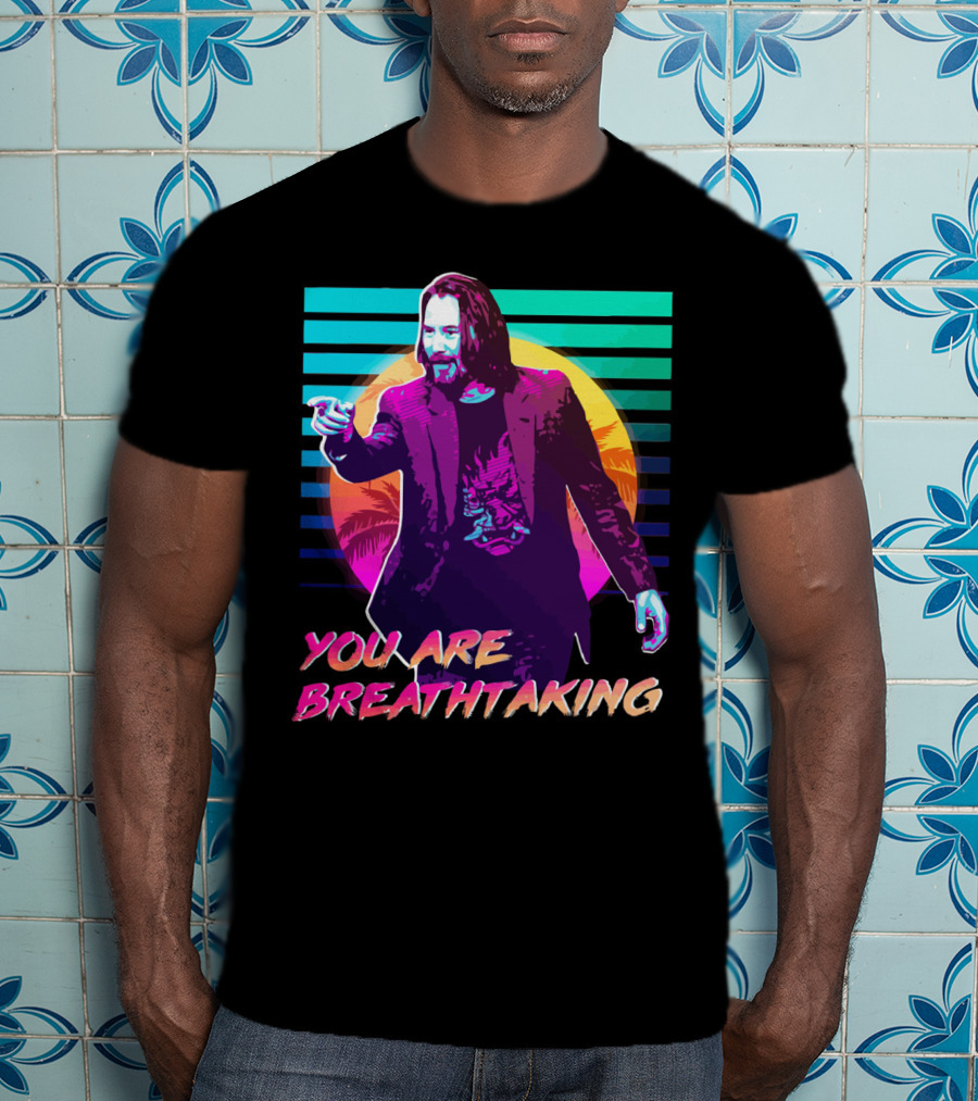 You Are Breathtaking Retro Neon Sunset Palm Trees T-Shirt