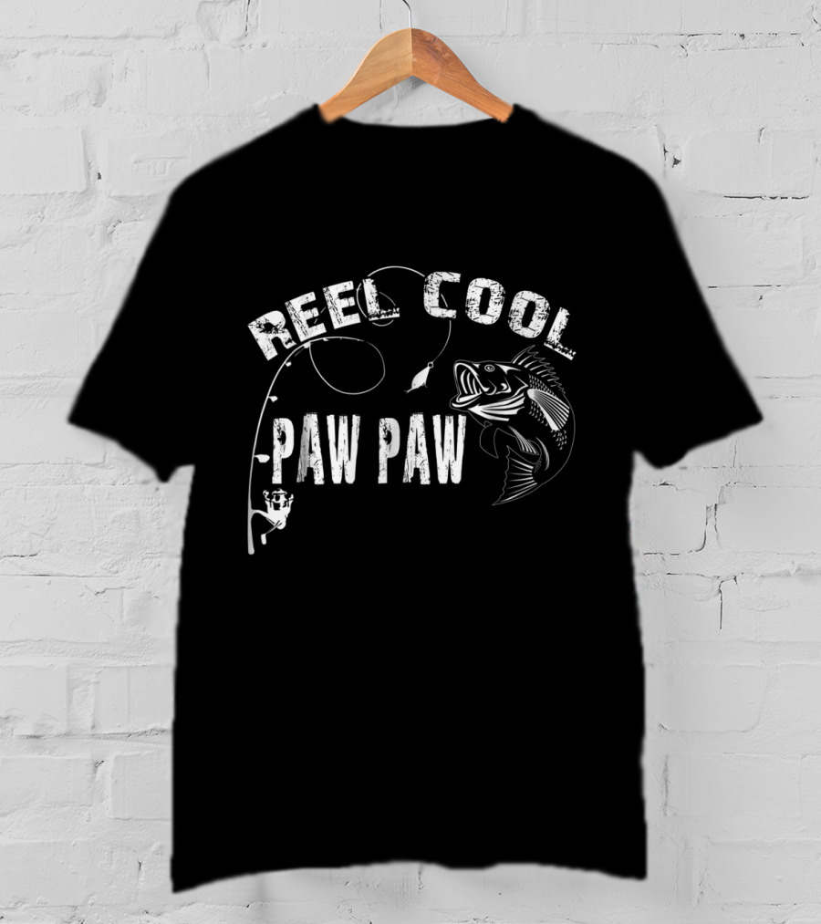 Reel Cool Paw Paw Fishing Fish And Rod T-Shirt