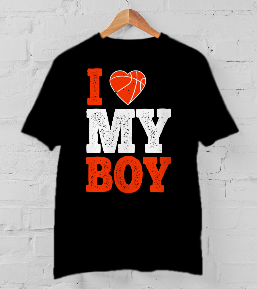 I Love My Boy Basketball Heart T-Shirt
