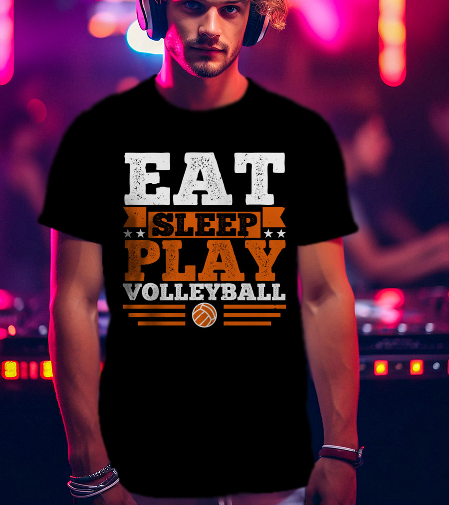 EAT SLEEP PLAY VOLLEYBALL Stars And Volleyball T-Shirt