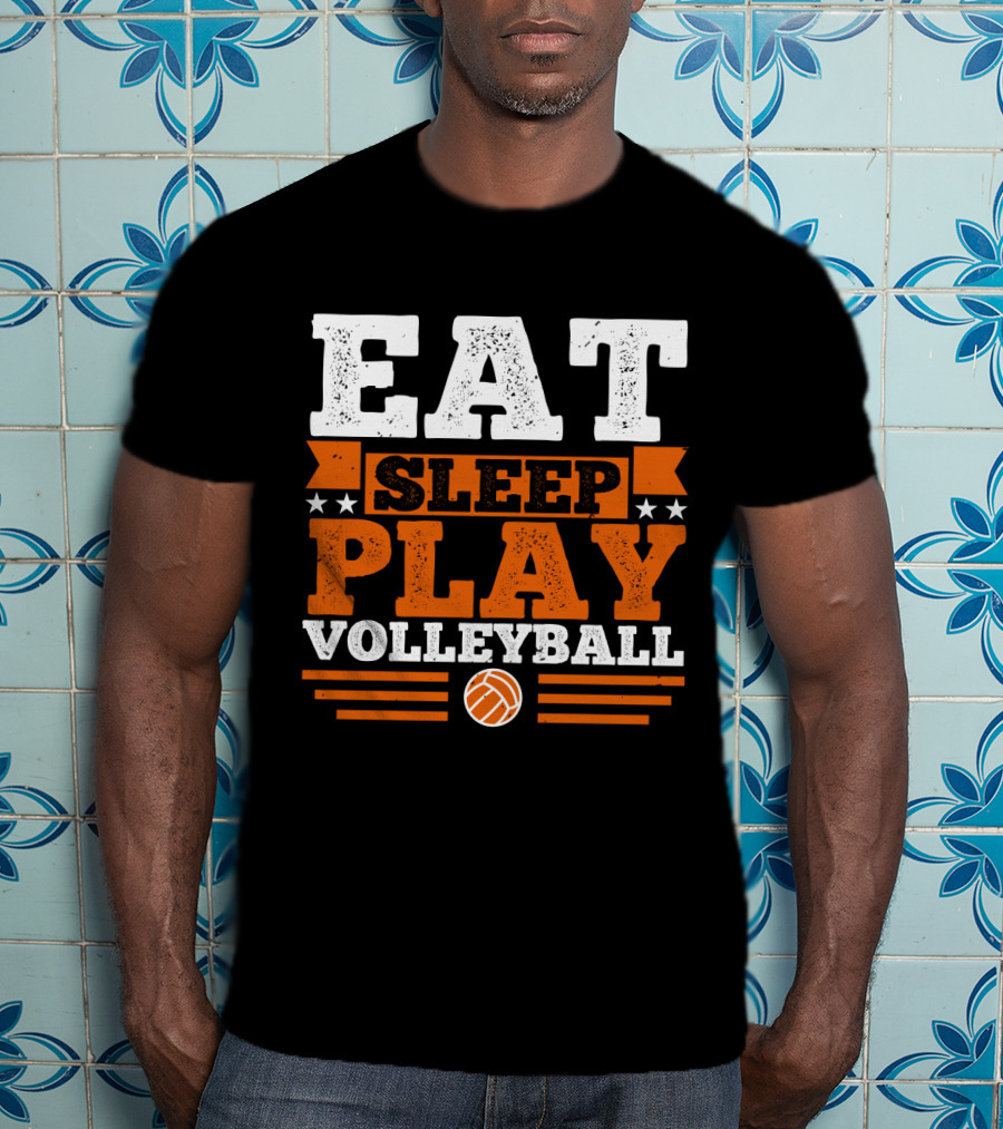 EAT SLEEP PLAY VOLLEYBALL Stars And Volleyball T-Shirt