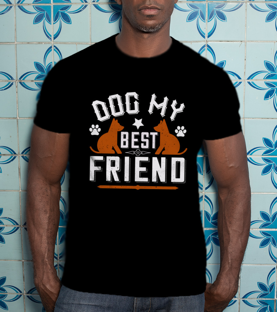 Dog My Best Friend Paw Prints Stars T-Shirt