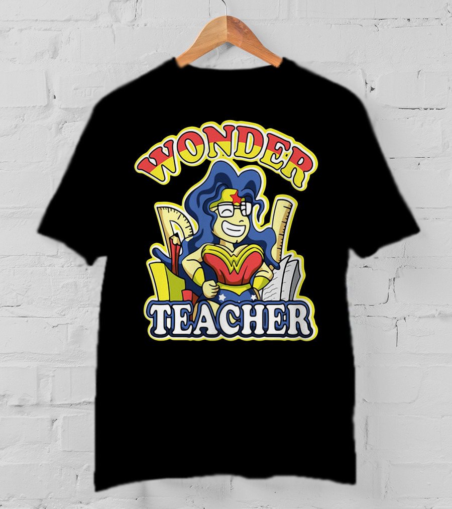 Wonder Teacher Superhero Parody With Classroom Tools T-Shirt