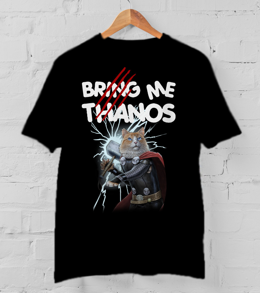 Bring Me Thanos Cat With Hammer And Lightning T-Shirt