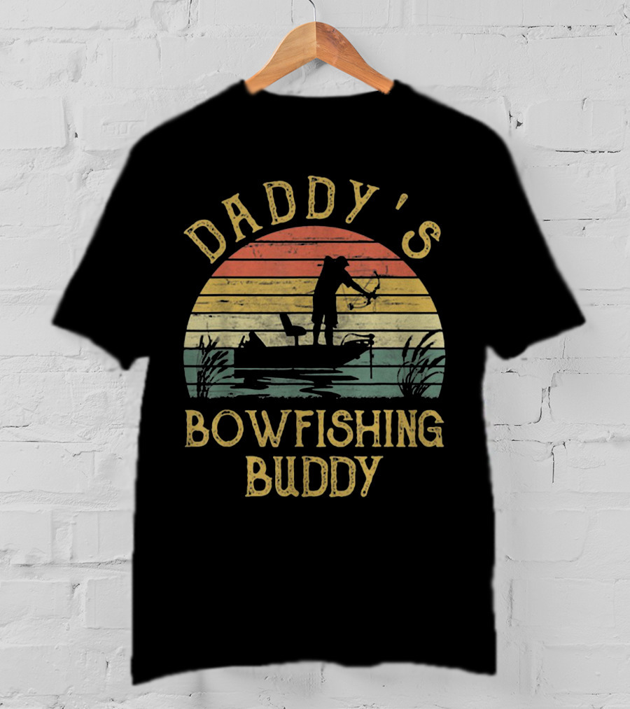 Daddy's Bowfishing Buddy Sunset Boat Adventure T-Shirt