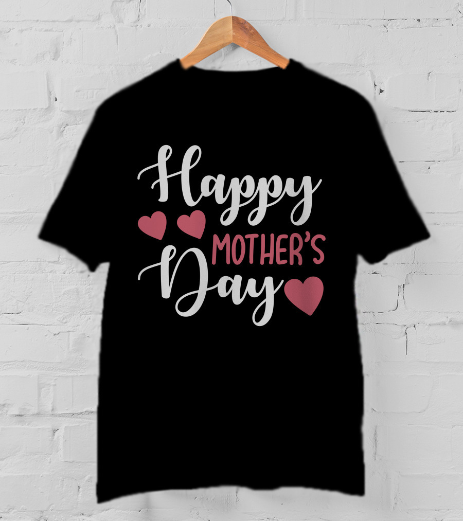 Happy Mother's Day With Heart Icons T-Shirt