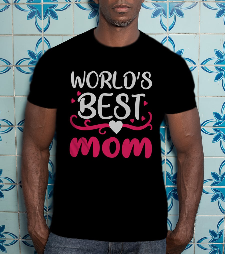 World's Best Mom Hearts T-Shirt