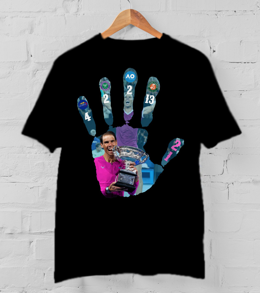 Nadal Champion 21 Hand Grand Slam Titles Victory T-Shirt