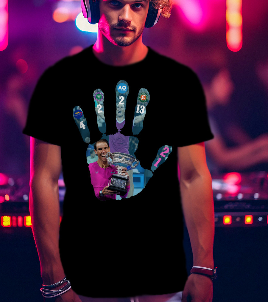 Nadal Champion 21 Hand Grand Slam Titles Victory T-Shirt