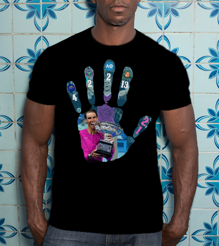 Nadal Champion 21 Hand Grand Slam Titles Victory T-Shirt