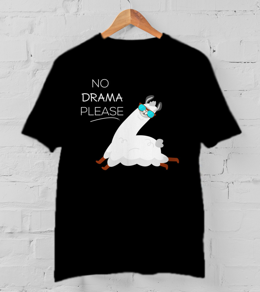 No Drama Please Cool Llama With Sunglasses T-Shirt