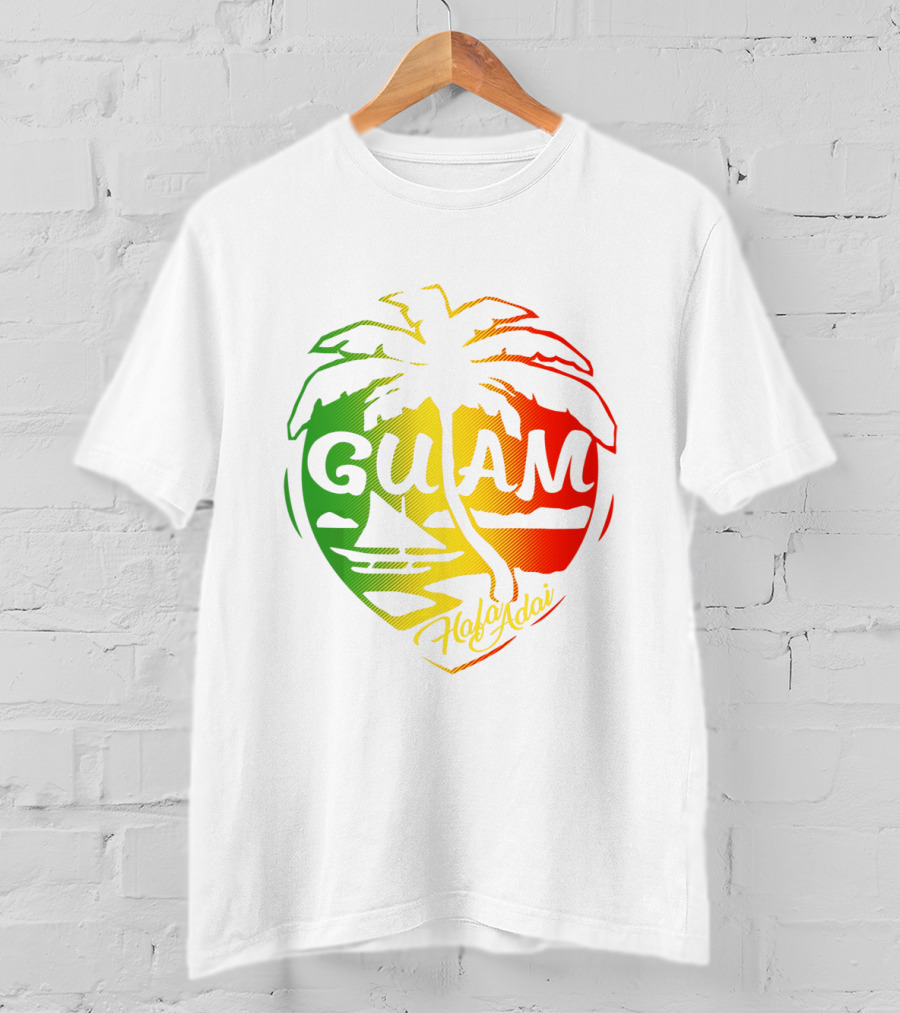 Guam Flag Islanders Pride Guamanian Chamorro History Hafa Adai Palm Tree Iconic T-Shirt