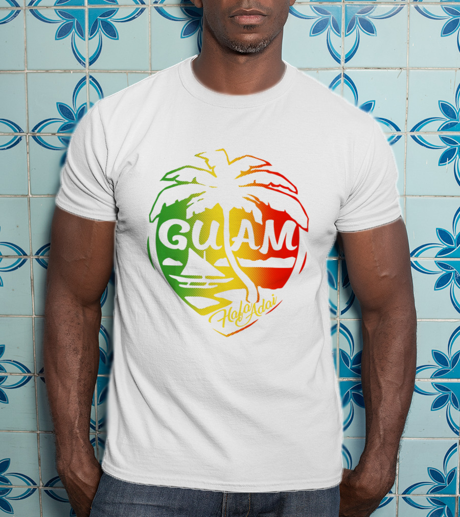 Guam Flag Islanders Pride Guamanian Chamorro History Hafa Adai Palm Tree Iconic T-Shirt