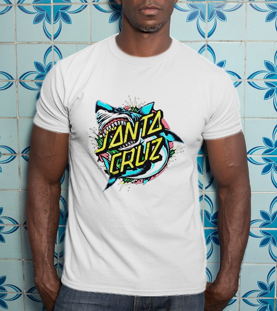 Santa Cruz Fierce Shark Graphic With Dynamic Text Burst T-Shirt