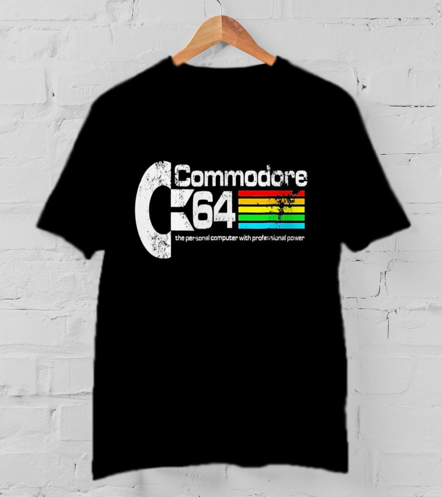 Commodore 64 The Personal Computer With Professional Power Retro Logo Textured T-Shirt