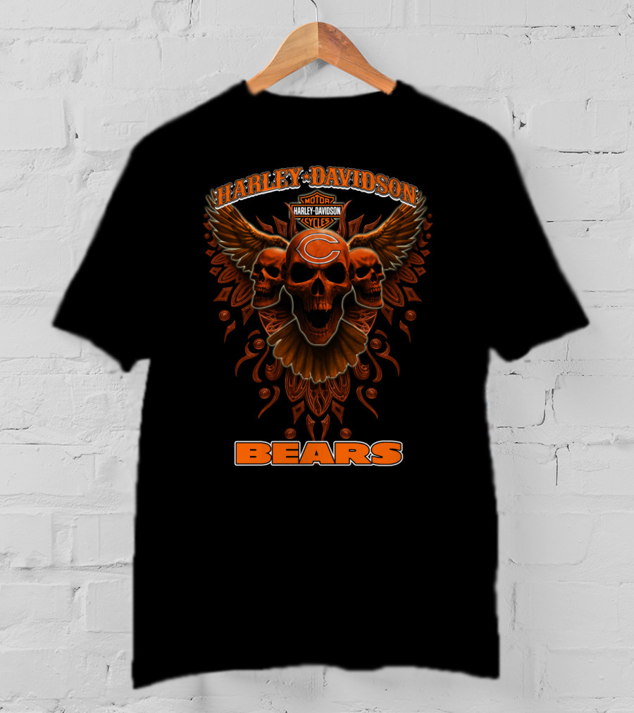 Harley Davidson Chicago Bears Nfl Motor Cycles T-Shirt