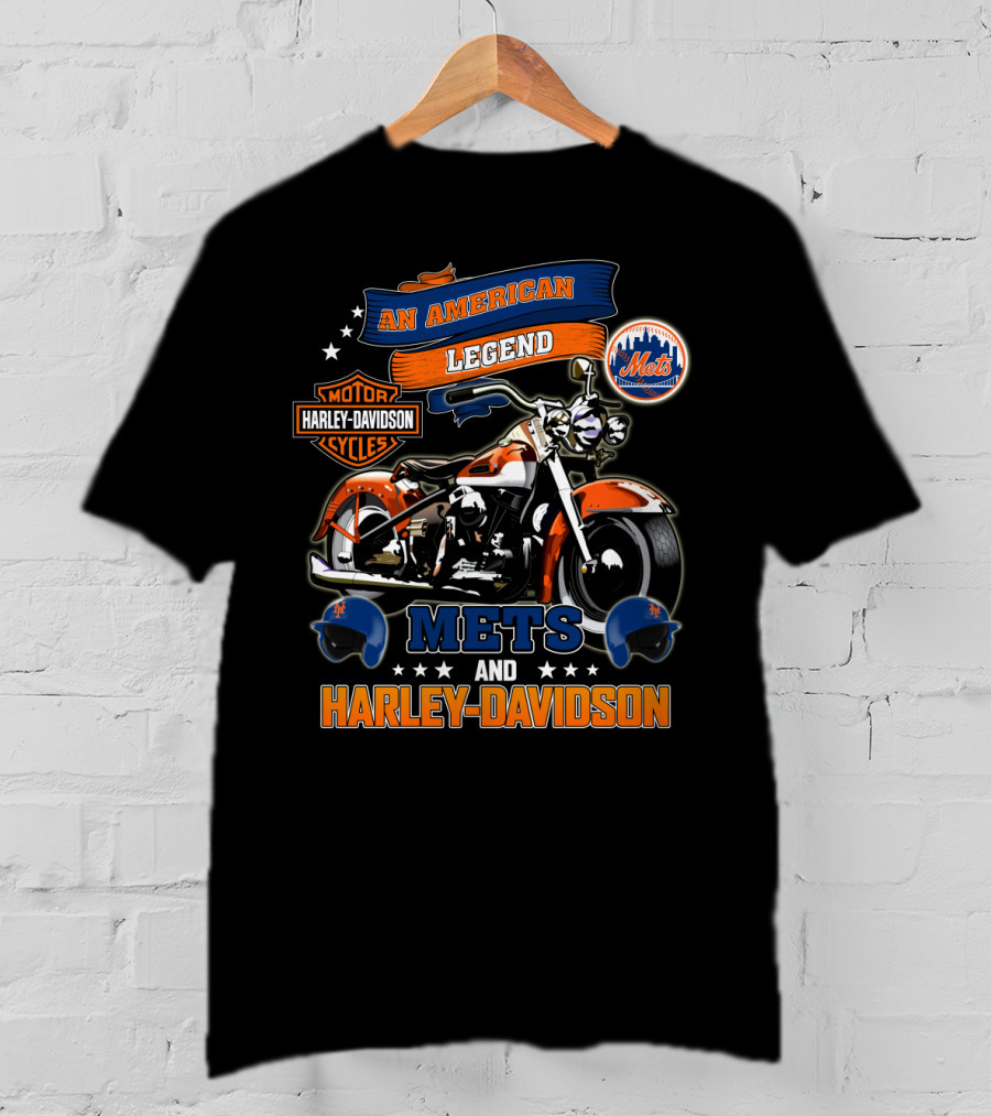 An American Legend Mets And Harley Davidson Motorcycles T-Shirt