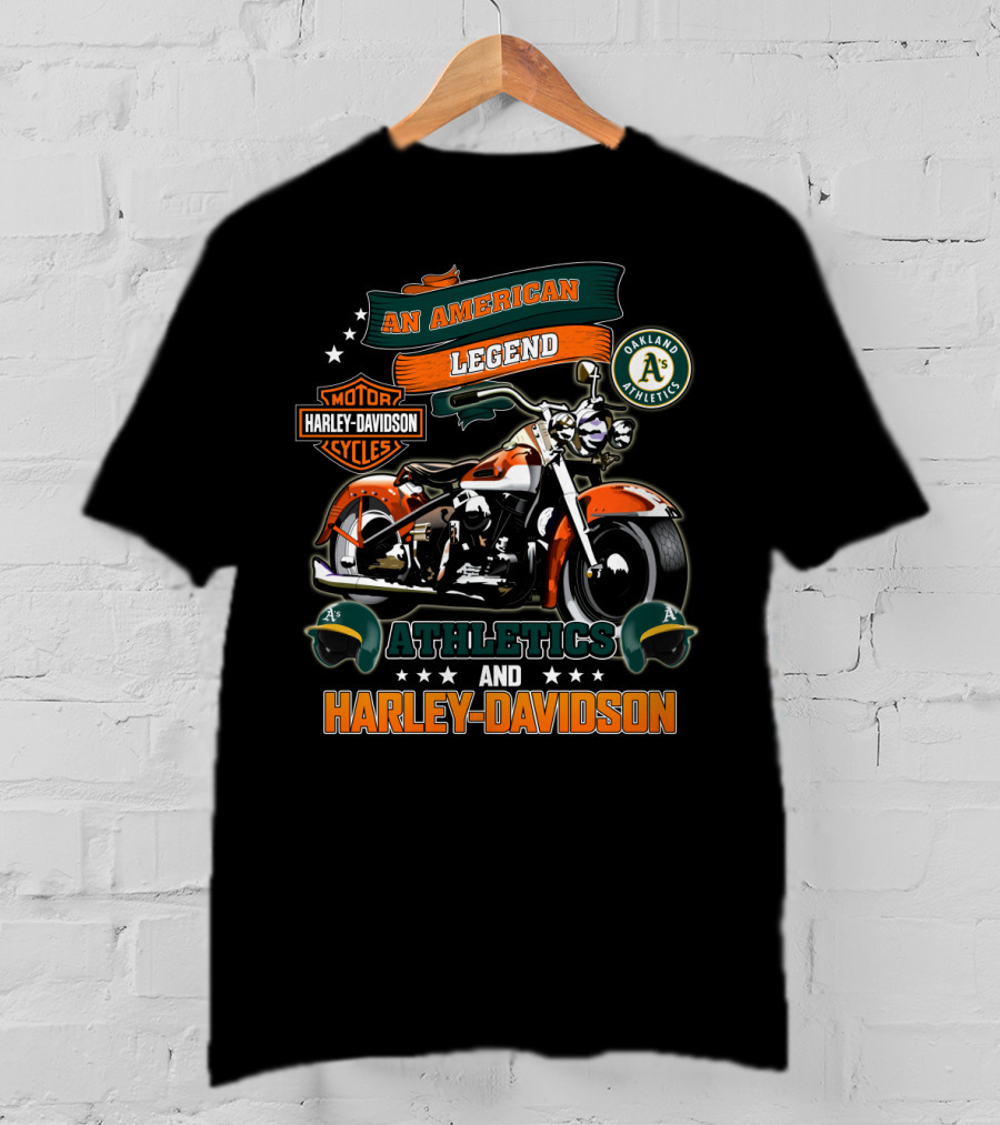 An American Legend Oakland Athletics Harley Davidson Motorcycles T-Shirt