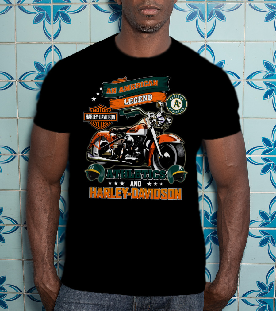 An American Legend Oakland Athletics Harley Davidson Motorcycles T-Shirt