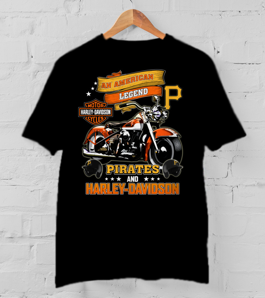 An American Legend Pirates And Harley Davidson Motorcycles T-Shirt