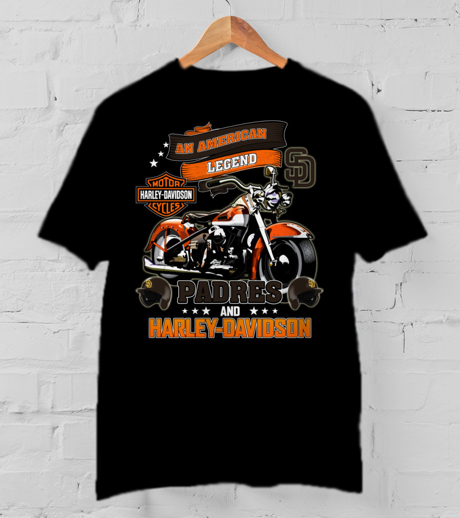 San Diego Padres Harley Davidson An American Legend T-Shirt