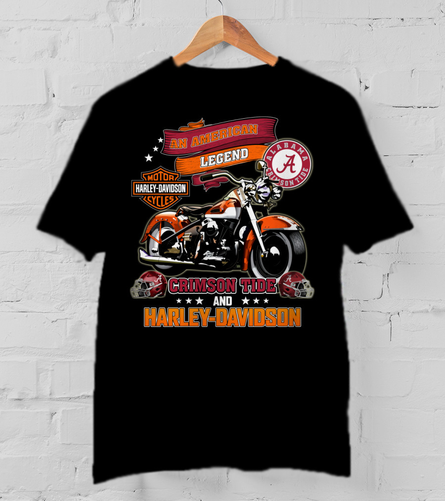 An American Legend Alabama Crimson Tide Harley Davidson Motorcycles T-Shirt