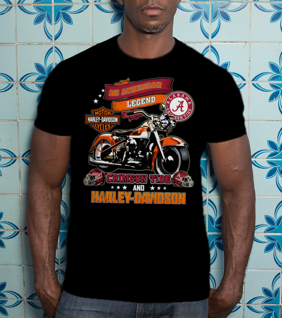 An American Legend Alabama Crimson Tide Harley Davidson Motorcycles T-Shirt