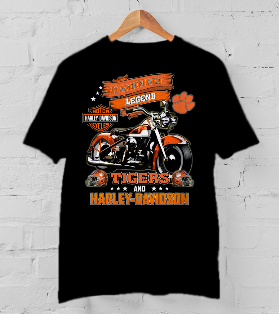 An American Legend Tigers And Harley Davidson T-Shirt