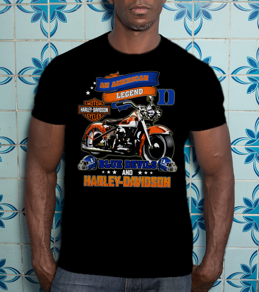 An American Legend Duke Blue Devils And Harley Davidson Motorcycles T-Shirt