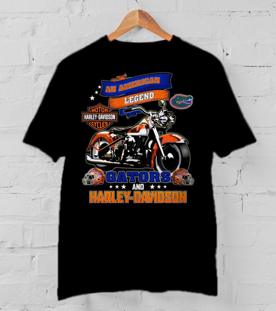 An American Legend Gators And Harley Davidson T-Shirt